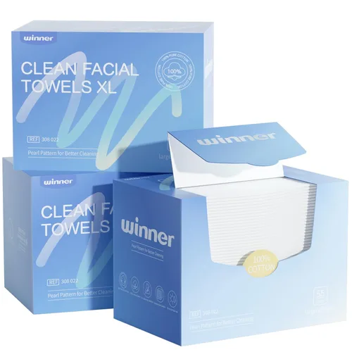Vista 11 de Toallas faciales Winner, toallitas faciales XL 100% a base biológica USDA, toalla facial desechable para piel sensible, toallitas secas ultrasuaves