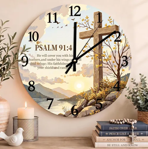 Vista 66 de Reloj con versículo bíblico con citas de Jesús, relojes de 0929Regalos Cristianos (2)