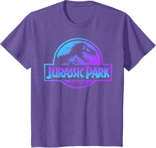 Vista 62 de Jurassic Park Camiseta de manga corta con logotipo Fossil azul y morado Negro