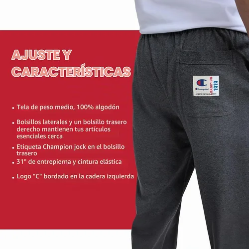 Vista 8 de Champion Pantalones clásicos de jersey abierto Negro