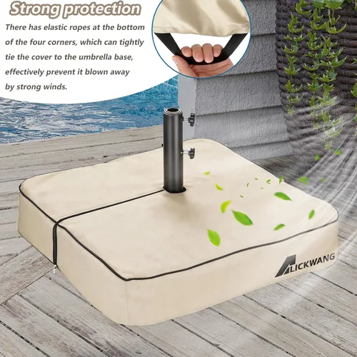 Vista 5 de Cubierta para base de sombrilla de patio, resistente al agua 600D, resistente al agua, anti-UV, para exteriores, fundas cuadradas para base