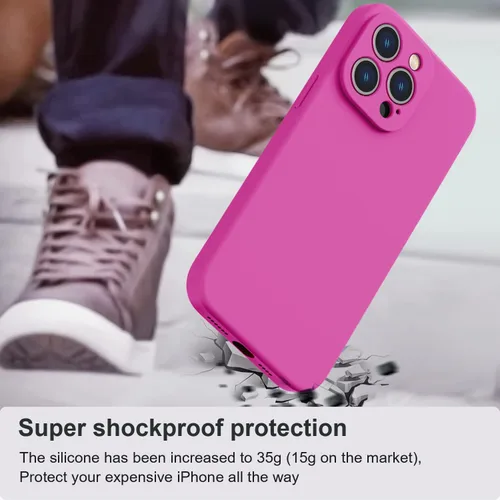 Vista 4 de Vooii Funda magnética compatible con iPhone 14 Pro, protector de pantalla 9H, protector de cámara, forro de microfibra suave, funda de silicona