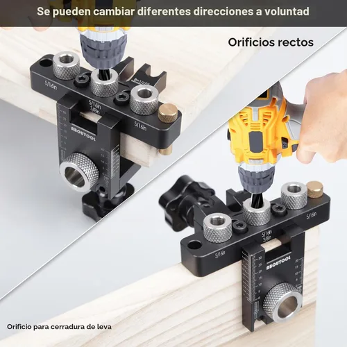 Vista 2 de Kit de plantilla de taco autocentrado - Kit de plantilla de taco para agujeros rectos, herramienta ajustable de ancho para juntas de carpintería
