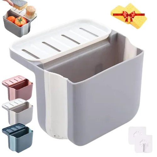 Vista 11 de Alkyne Cubo de basura de separación seca y húmeda para fregadero, papelera debajo del fregadero, papelera de cocina, cesta de drenaje telescópica