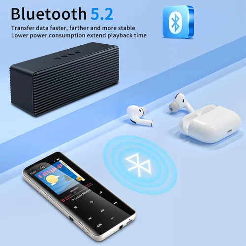 Vista 2 de Reproductores MP3 de 96 GB, reproductor de música con Bluetooth 5.2, Volorful HiFi MP3 reproductores de audio digital con altavoz HD, mini