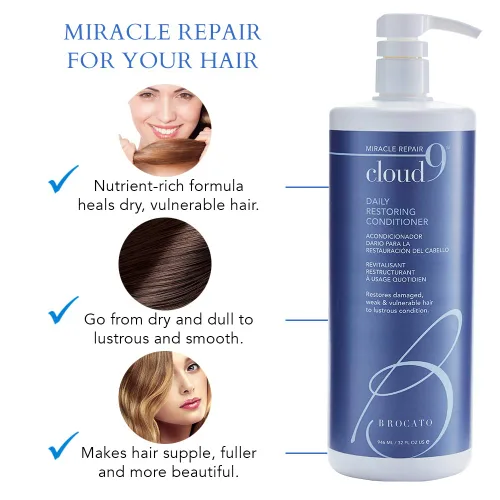 Vista 4 de Brocato Cloud 9 - Acondicionador de restauración diaria, 32 onzas, Miracle Repair Hidratante y Revitalizante Acondicionador de enjuague, restaura