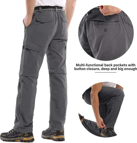 Vista 3 de Hiking Pants for Men Convertible Zip Off Boy Scout Quick Dry Lightweight Cargo Travel Safari Pants