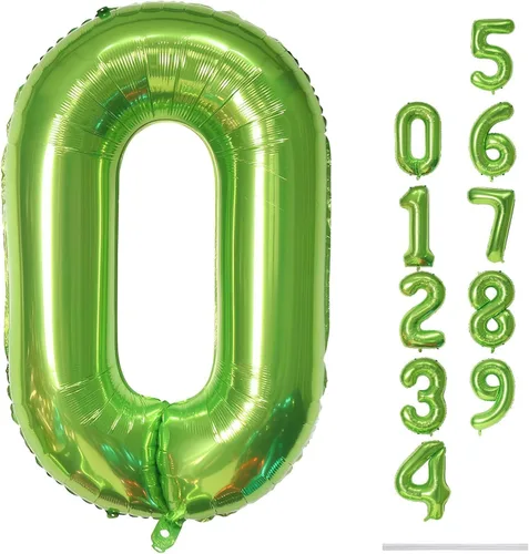 Vista 12 de Globo negro del número 0 para niñas y niños, 40 pulgadas, grande, número 0-9, de papel de aluminio, de Mylar para helio, juego de globos digitales