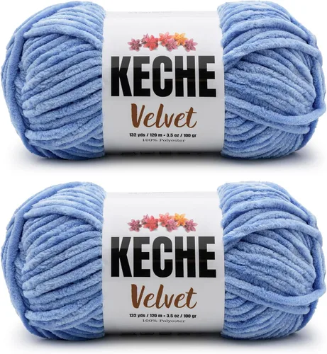 Vista 14 de Keche Hilo para ganchillo, hilo de terciopelo, chenilla suave, manta de bebé voluminosa amigurumi Yarn 3.53 oz (132 yardas) - Arona