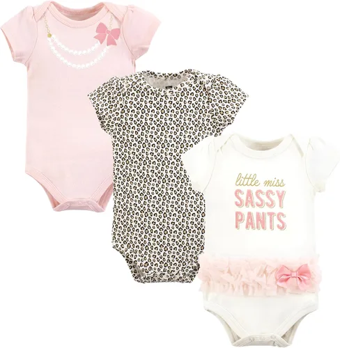 Vista 99 de Hudson Baby baby-girls Cotton Bodysuits 3-pack