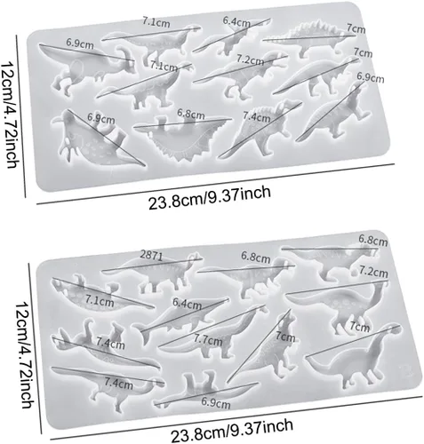Vista 6 de 23 moldes de resina de dinosaurio, moldes de silicona de animales para llavero de resina epoxi con dijes de agujero, moldes de fundición de resina