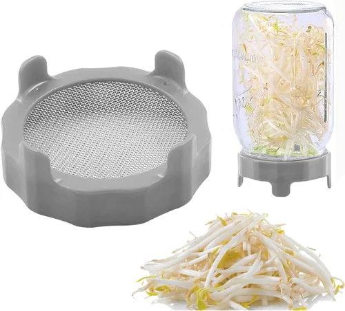 Vista 7 de Tapas de germinación, tapa de brote de plástico con pantalla de acero inoxidable para frascos Mason de boca ancha, kit de germinación para brotes