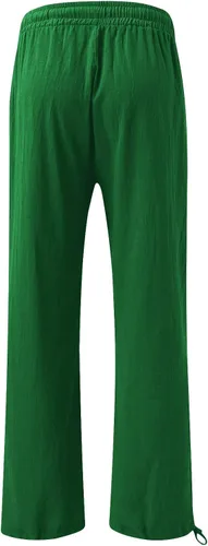 Vista 3 de SHAOBGE Pantalones palazzo de verano para mujer, cintura alta, pierna ancha, casual, cintura elástica, pantalones de playa con bolsillos