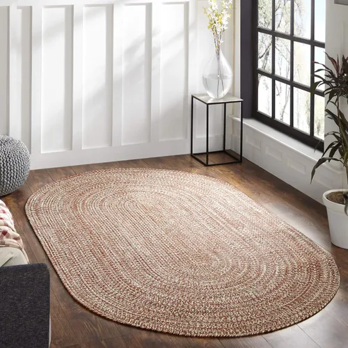 Vista 26 de BNM - Alfombra ovalada bohemia para interiores y exteriores con patrón trenzado sólido, perfecta para patio trasero, patio, oficina, sala de estar