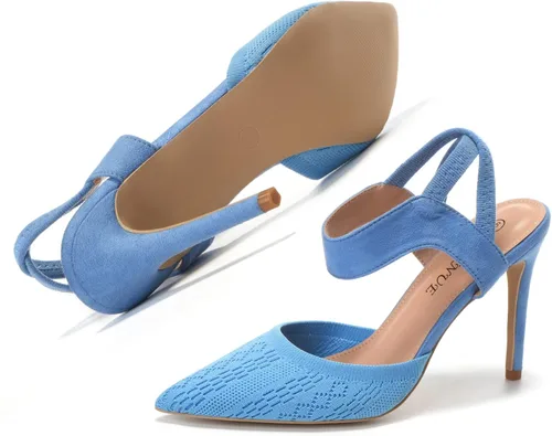 Vista 6 de EBYNUE Zapatos de tacón alto sexy para mujer, zapatos de vestir cómodos y puntiagudos de 4 pulgadas con punta cerrada, estilete de aguja para fiesta