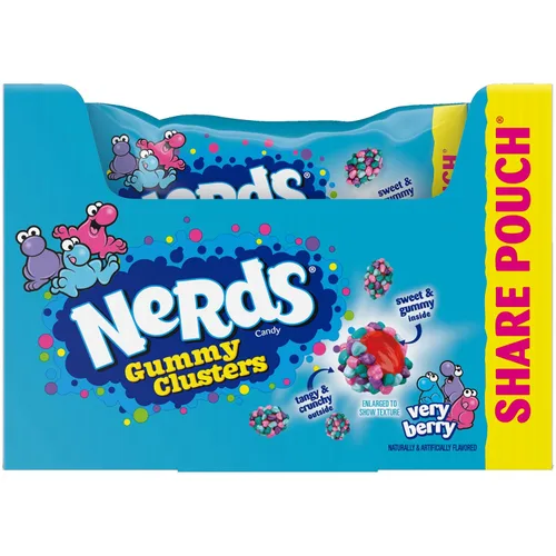 Vista 6 de Nerds Gummy Clusters Very Berry Bolsas de 3 oz - Caja de 12