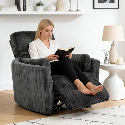 Vista 6 de Sillón reclinable eléctrico con 2 almohadas, color gris oscuro