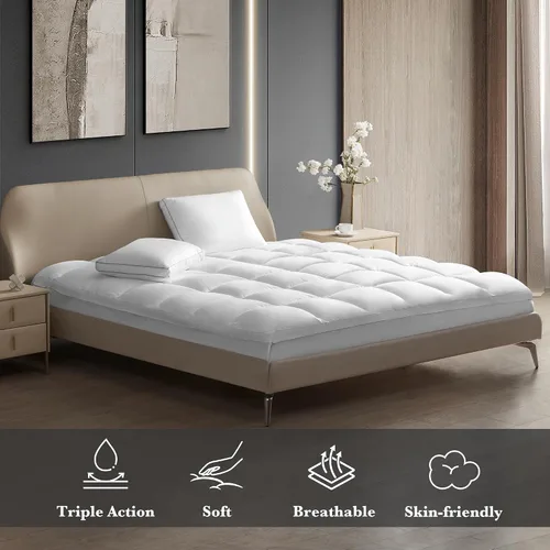 Vista 8 de Hotel Grand Cubrecolchón Pillow Top Tamaño Individual - Protector de Colchón Impermeable Acolchado Ajustable Funda de Colchoneta con Bolsillo