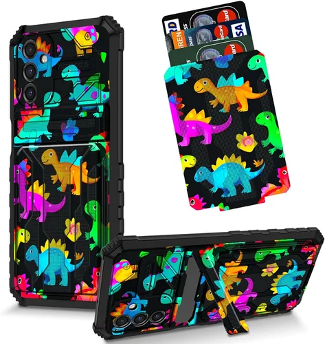 Vista 48 de Funda para Galaxy S21 FE 5G 2022 con soporte, funda de doble capa de policarbonato duro de TPU suave, estampado de vaca, estampado animal