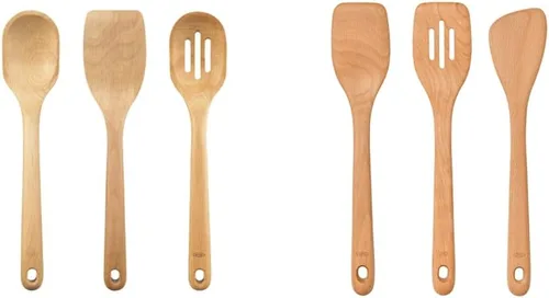 Vista 9 de OXO Good Grips - Juego de utensilios de madera de 3 piezas y cuchara de esquina de madera Good Grips, color marrón, juego de 1