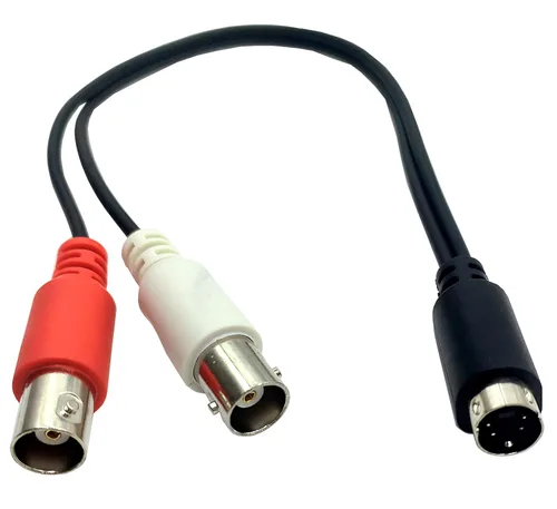 Vista 2 de S-Video - Cable divisor de 4 pines a BNC, mini DIN de 4 pines S-Video macho a doble BNC hembra conector divisor en Y (9.8 in/10 pulgadas)