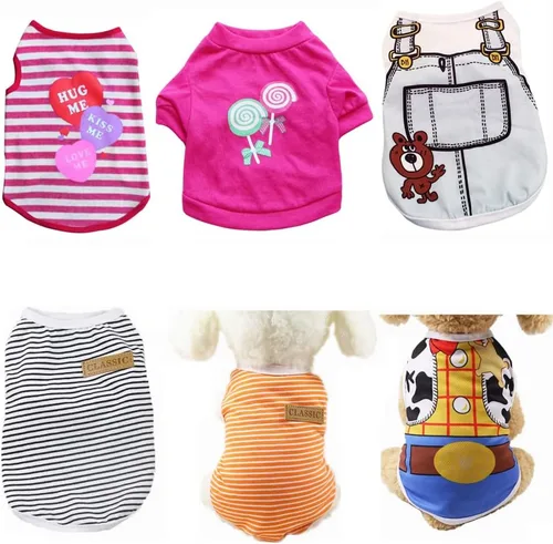 Vista 4 de Camisetas para mascotas lindas camisetas de verano sin mangas para perros y gatos