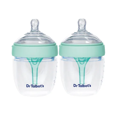 Vista 12 de Botella de silicona anticólicos Dr. Talbot's - 5 oz Sistema de ventilación avanzado, pezón flexible suave de flujo lento - Aqua Top