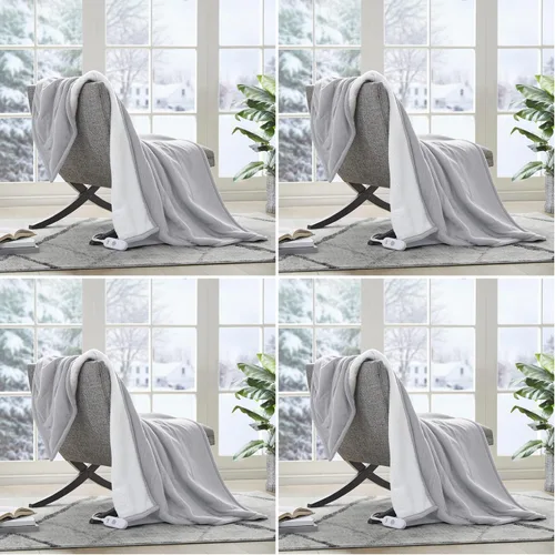 Vista 19 de Serta - Manta de vellón sherpa reversible, ultrasuave y tejida, manta térmica, manta eléctrica; cómoda, agradable y abriga y protege del frío