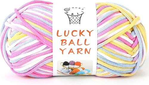 Vista 17 de LUCKY BALL Hilo para ganchillo, 3.53 oz/109 yardas, 70% algodón, 30% nailon, #5, hilo de tubo voluminoso para tejer, para bolsos, sombreros