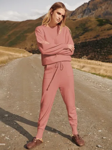 Vista 5 de ANRABESS - Conjunto de dos piezas para mujer, conjunto de suéter de manga larga sin botones y pantalones con cordón