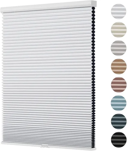 Vista 20 de Changshade - Persianas personalizadas de panal opacas sin cordones para ventanas interiores, persianas de panal para habitación con oscurecimiento