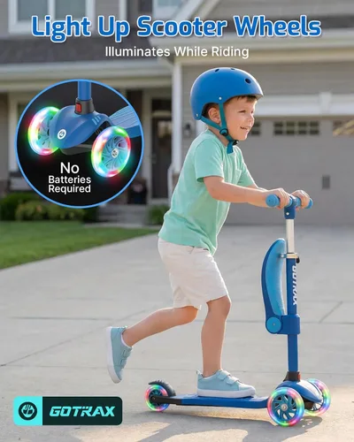 Vista 6 de Gotrax KS3 Kick Scooter with Seat, 3 Wheels for Kids Age 2+, Gifts Azul