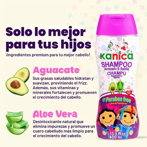 Vista 2 de KANICA Champú de aloe vera y aguacate sin parabenos, limpieza hidratante suave, fórmula natural nutritiva para el cuidado del cabello familiar
