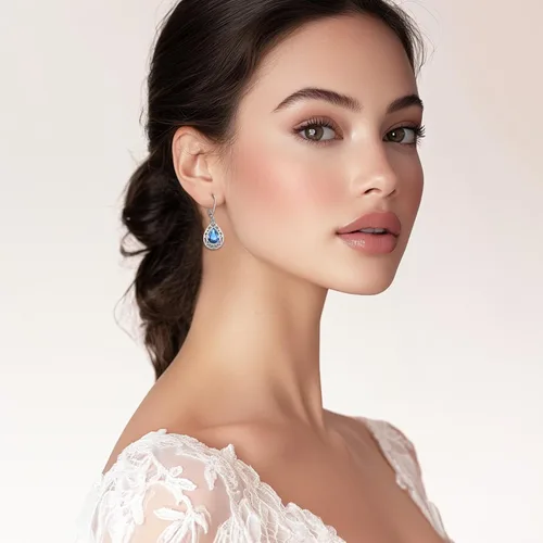 Vista 50 de Aretes colgantes de plata de ley con diseño de árbol de la vida, flor, abeja, animales, gato, colibrí, piedra lunar, turquesa, aretes con cierre