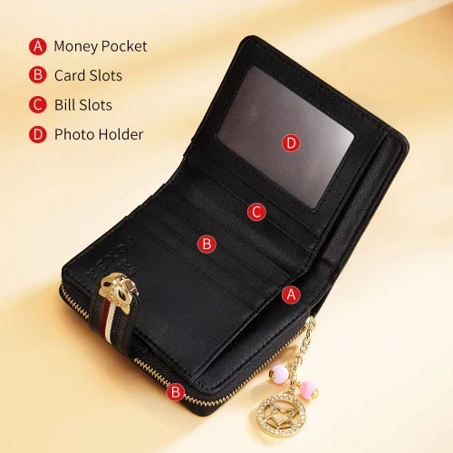 Vista 3 de FOXER Carteras pequeñas para mujer, monederos con cremallera para tarjetas de crédito, Classic