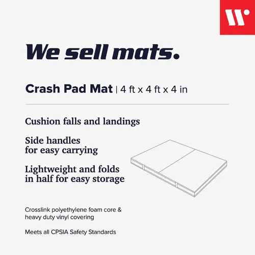 Vista 2 de We Sell Mats Bifolding Gymnastics Crash Landing Mat Pad, Safety for Tumbling, Back Handspring Training and Cheerleading Negro