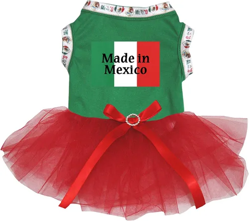Vista 4 de Petitebella Vestido para perro cachorro con la bandera de Made in Mexico (XS, verde)