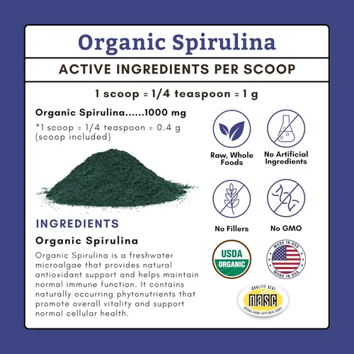 Vista 5 de Wholistic Pet Organics Spirulina en polvo para perros y gatos - Apoyo antioxidante para perros y gatos - Suplemento de apoyo inmunológico, promueve