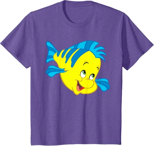 Vista 43 de Disney Camiseta de disfraz de cara grande de la Sirenita Flounder Sidekick