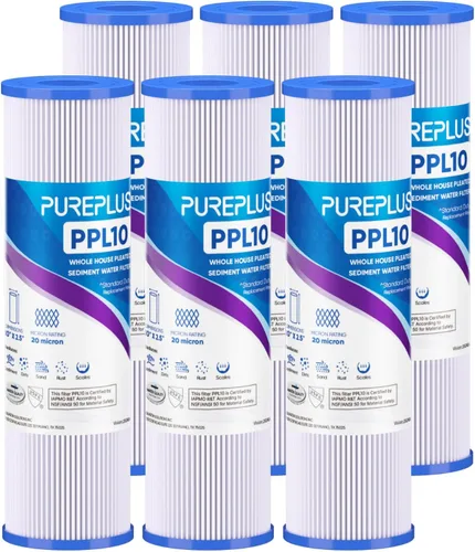 Vista 14 de PUREPLUS Filtro de sedimento plisado para toda la casa de 5 micras de 10 x 2.5 pulgadas para agua de pozo, cartucho de repuesto para sistema