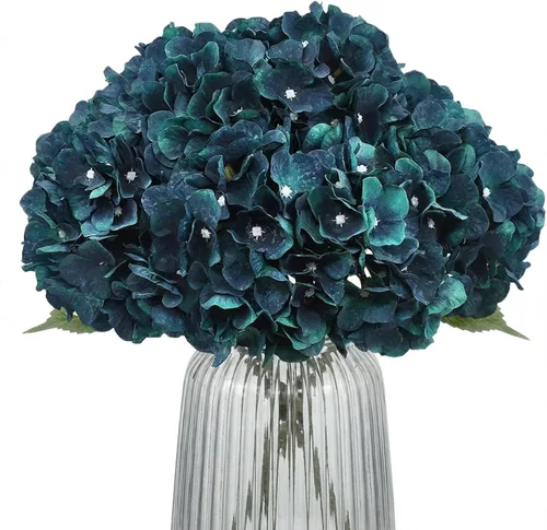 Vista 22 de 2 ramos de flores artificiales de hortensias de seda negra de 20 pulgadas