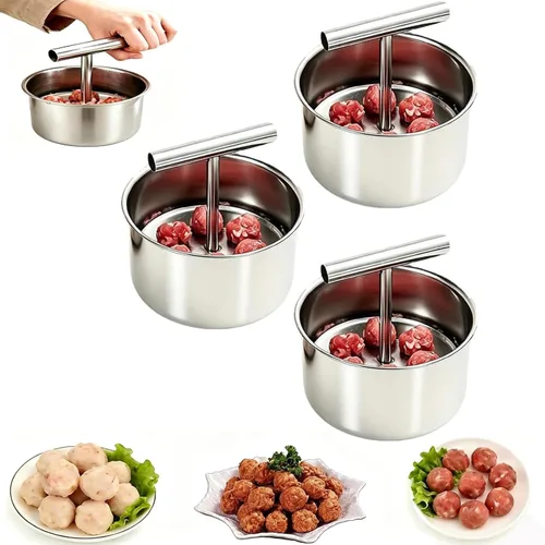 Vista 8 de Molde de albóndigas de acero inoxidable para cocina, prensa antiadherente de 6/12 agujeros para pavo uniforme, bolas de verduras y postres