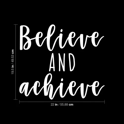Vista 3 de Vinilo decorativo para pared – Believe and Achieve – 19.5 x 22.0 in – Moderno adhesivo con cita motivacional para dormitorio adolescente, habitación