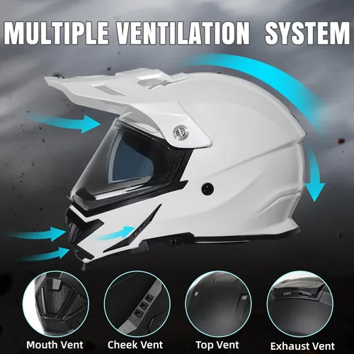 Vista 3 de TRIANGLE - Cascos de motocicleta para adultos, para bicicleta de tierra, ATV, deportes duales, casco integral con visera tintada, aprobado por DOT