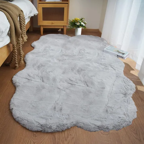 Vista 19 de Ghouse Alfombra ultrasuave de pelo sintético de conejo 2x3, alfombras lavables a máquina para dormitorio, alfombras esponjosas para sala de estar