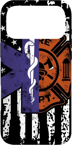 Vista 22 de EMT Firefighter Fire Rescue EMT - Funda de regalo con bandera americana para iPhone 17