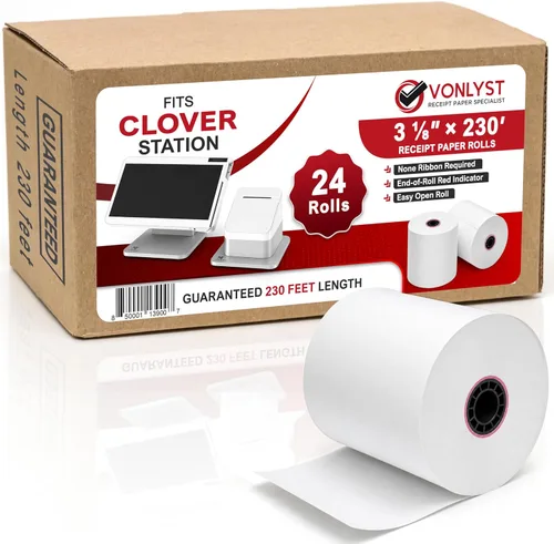 Vista 10 de Rollos de Papel Térmico de Recibo 3 1/8" x 230' para Clover Station (06 rollos)