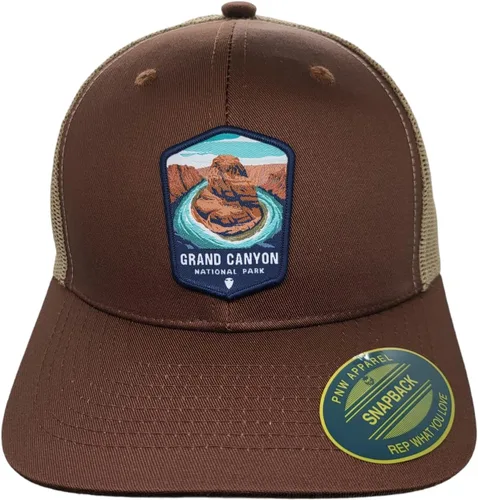 Vista 2 de Gorra de béisbol del Gran Cañón de camionero de malla con parche tejido de Parque Nacional