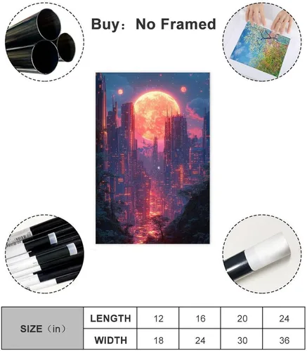 Vista 2 de XAHOR Cyber Y2K Vaporwave Wall Art – Retro Futuristic Poster for Aesthetic Room Decor Canvas Poster Wall Art Decor Print Picture Paintings for