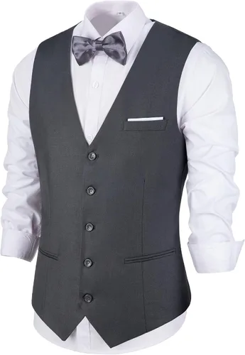 Vista 5 de Chaleco de traje para hombre, chaleco de esmoquin para boda, chaleco formal con cuello en V